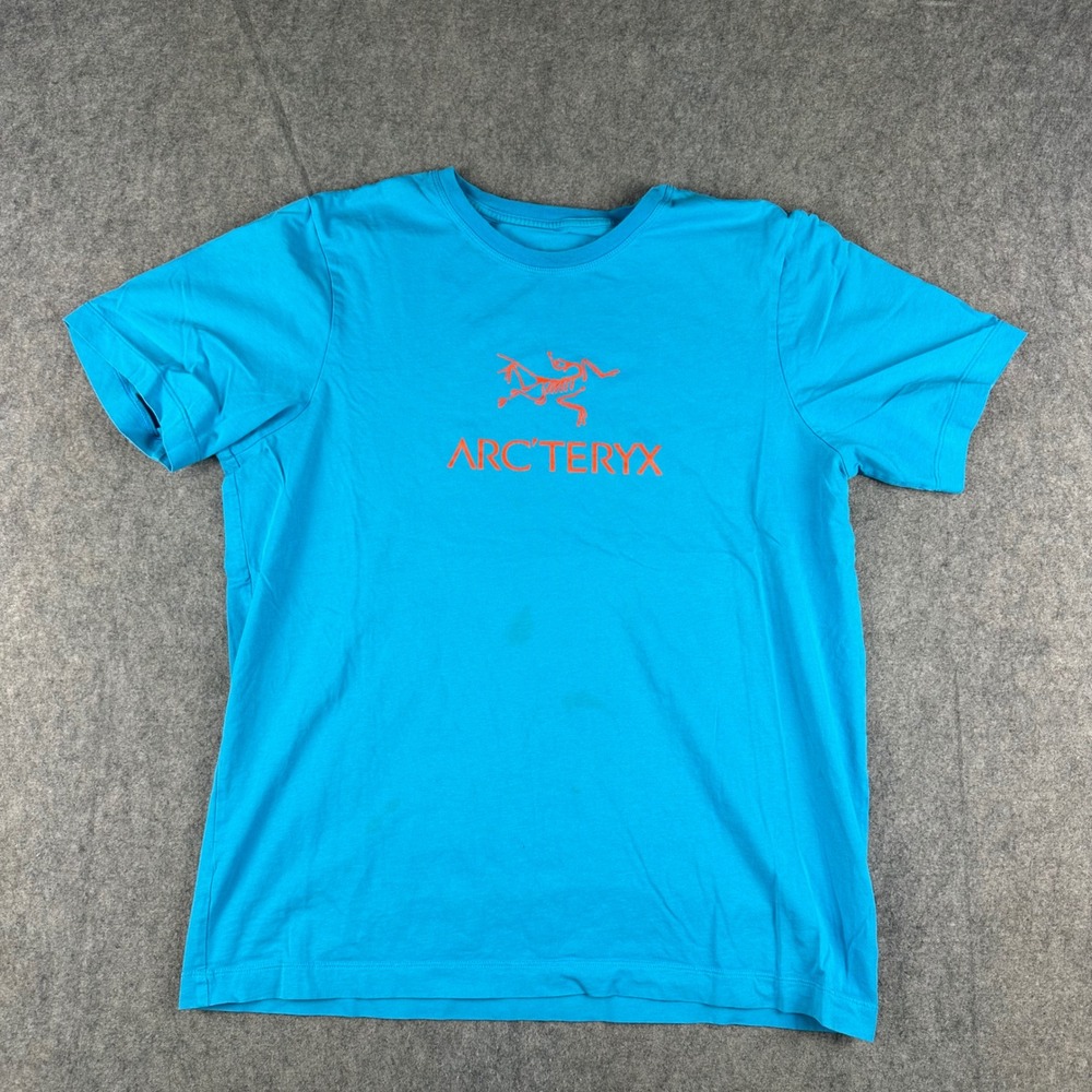ARC'TERYX Men's Arcword T‎ Shirt Blue Short Sleeve Size Medium Gorpcore Stains